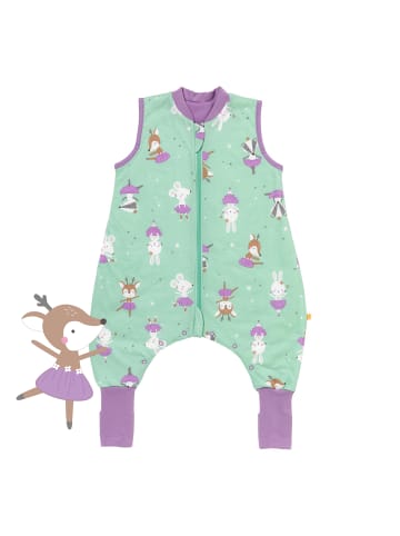 Schlummersack Schlafsack mit Füßen und umklappbaren Bündchen 1.0 TOG in Mint-Lila