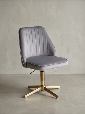 KADIMA DESIGN Samt Drehstuhl, höhenverstellbar, 360° drehbar, 120 kg Belastung in Grau