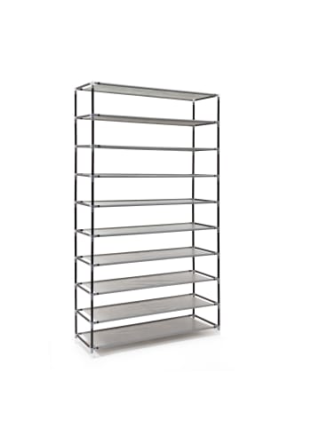 relaxdays 2x Stoff-Schuhschrank in Anthrazit - (B)88 x (H)161 x (T)30 cm