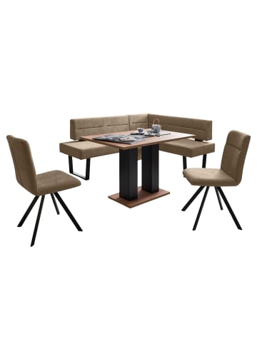 58 aufm Kessel ECKBANKGRUPPE Modern Doralyn 2 für 7 Personen Microfaser Schwarz/Braun