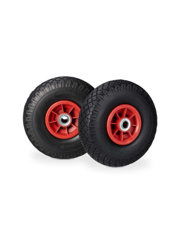 relaxdays 4x Sackkarrenrad in Schwarz/ Rot - 3.00-4