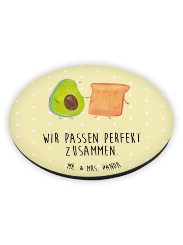 Mr. & Mrs. Panda Rund Magnet Avocado Toast mit Spruch in Gelb Pastell