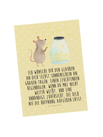 Mr. & Mrs. Panda Postkarte Maus Sterne mit Spruch in Gelb Pastell