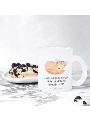 Mr. & Mrs. Panda Teetasse Wüstenfuchs Blumen mit Spruch in Transparent