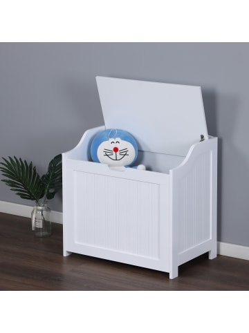 relaxdays Wäschetruhe in Weiß - (B)56 x (H)53 x (T)36 cm