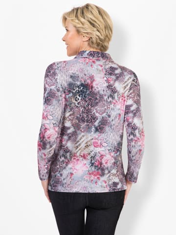 WITT WEIDEN Poloshirt in steingrau-altrosé-bedruckt