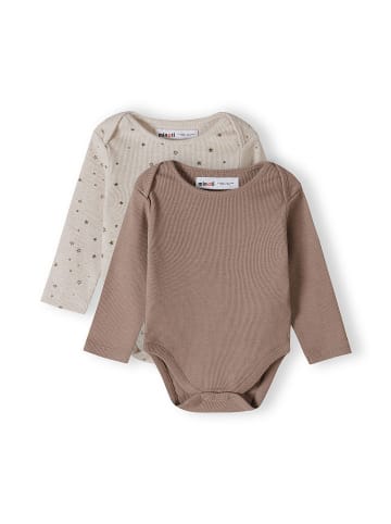 Minoti 2er-Set: Langarmbody BABYRIBBEIGE 3 in stone