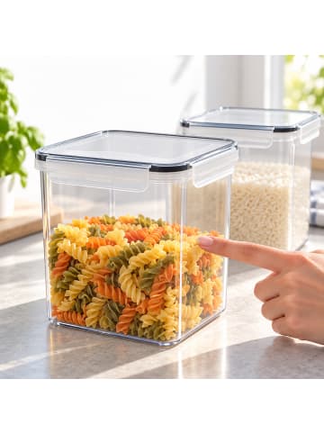 relaxdays 4 x Vorratsdosen in Transparent - 5,2 l