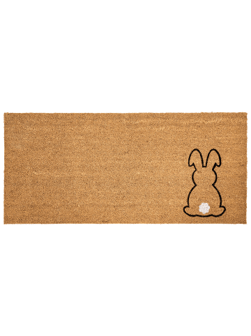Beliani Fußmatte LINGAYEN in Naturfarben/Schwarz/Weiß - (W) 55 x (L) 120 cm