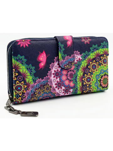 styleBREAKER Geldbörse in Violett-Rose-Grün