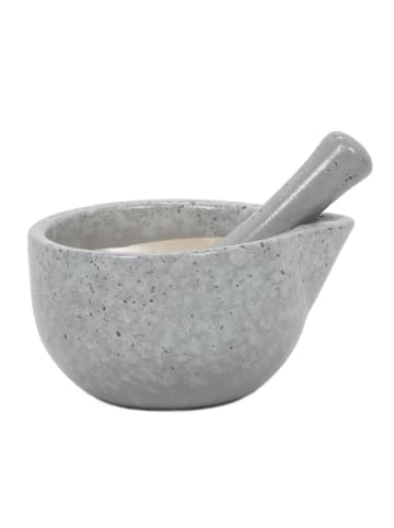 Excellent Houseware Küchenmörser mit Stößel, Keramik in Grau, (B) 11,4 x (H) 10 x (L) 11,4 cm