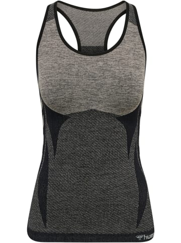 Hummel Hummel Top Hmlclea Yoga Damen Atmungsaktiv Schnelltrocknend Nahtlosen in CHATEAU GRAY/BLACK MELANGE