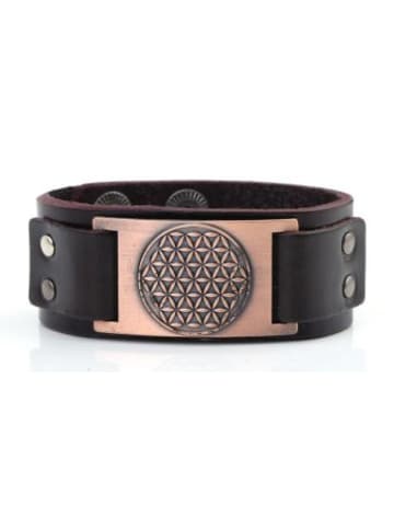 Saraswati Design Nonbook - Armband "Blume des Lebens" Leder, braun, Metalllegierung, b