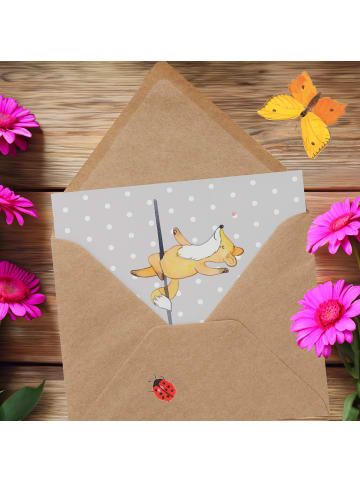 Mr. & Mrs. Panda faltkarte Fuchs PoledanZeichen mit Spruch in Grau Pastell