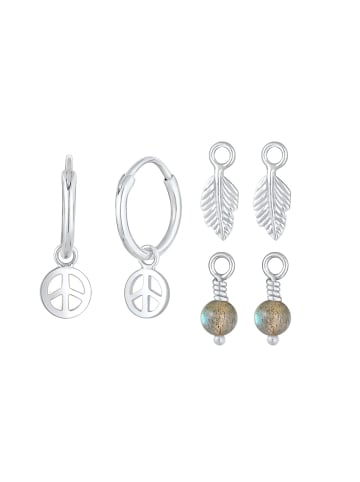 Elli Ohrringe 925 Sterling Silber Boho, Feder, Peace-Zeichen in Silber