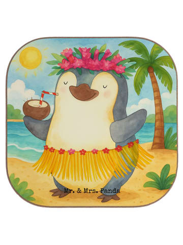 Mr. & Mrs. Panda Holzuntersetzer Pinguin Kokosnuss Design ohne S... in Weiß