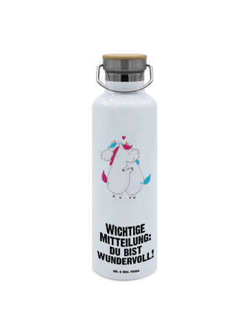 Mr. & Mrs. Panda Trinkflasche Einhorn Mitteilung mit Spruch in Weiß