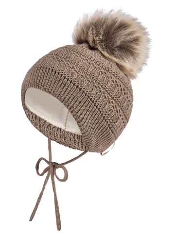 Sterntaler Strickmütze Pompon in braun