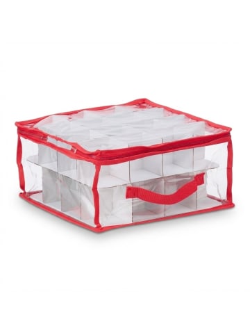 relaxdays 3 x Weihnachtskugel-Aufbewahrungsbox in Transparent/ Rot