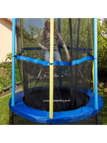 relaxdays Trampolin mit Sicherheitsnetz in Blau-Schwarz-Gelb - Ø 143 cm