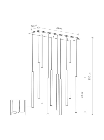 Licht-Erlebnisse Pendelleuchte EEK E (B)20 x (L)78 x (T)130 cm in Weiß
