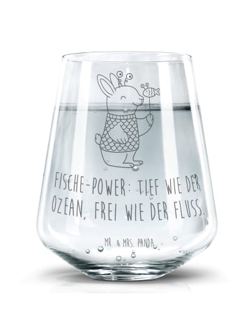 Mr. & Mrs. Panda Trinkglas Fische Astrologie mit Spruch in Transparent