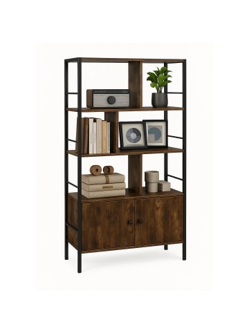 relaxdays Bücherregal in Braun/ Schwarz - (B)74 x (H)154,5 x (T)30 cm