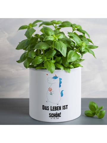 Mr. & Mrs. Panda XL Blumentopf Einhorn Spaziergang mit Spruch in Weiß