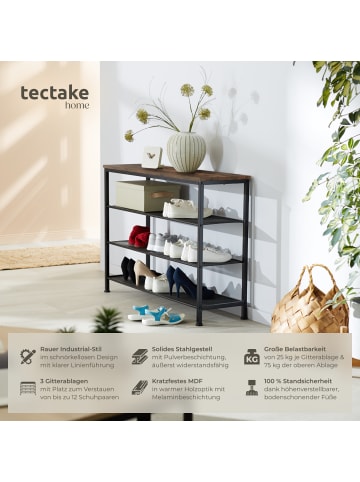 tectake Schuhregal Portsmouth 100 x 30,5 x 72,5 cm, Industrial Holz dunkel, rustikal