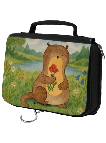 Mr. & Mrs. Panda Kulturbeutel Otter Blumenstrauß Design ohne Spruch in Weiß