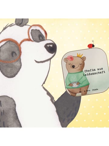Mr. & Mrs. Panda Bierdeckel Chefin Leidenschaft Design mit Spruch in Weiß