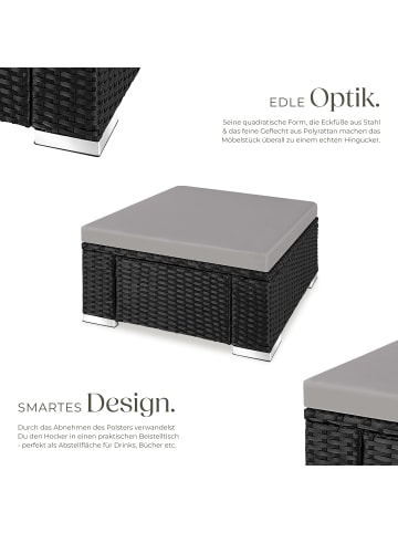 tectake Rattan Sitzhocker Bitonto 53 x 53 x 26 cm, schwarz/grau