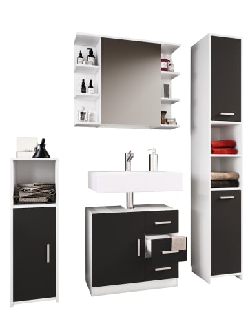 VCM  4-tlg. Komplettset Badmöbel Set Zalo ll in Schwarz