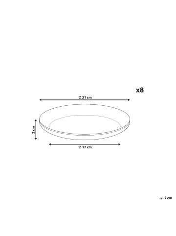 Beliani 8er-Set Teller und Schüsseln COSTMARY in Grau