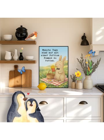 Mr. & Mrs. Panda Bild Hase Pommes Design mit Spruch in Weiß