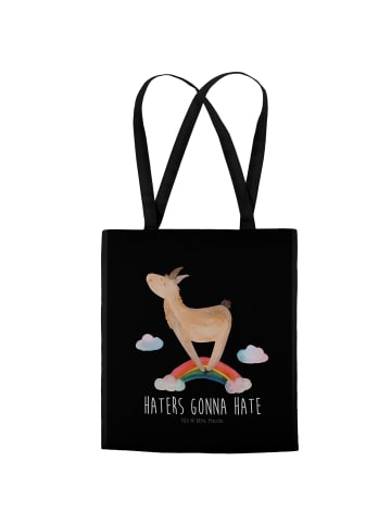 Mr. & Mrs. Panda Shopping Tasche Lama Regenbogen mit Spruch in Schwarz