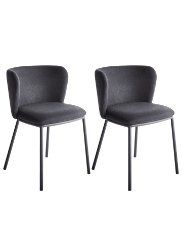 Beliani 2er-Set Esszimmerstuhl MINA in Schwarz
