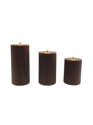 relaxdays 3 x LED Kerzen in Coffee