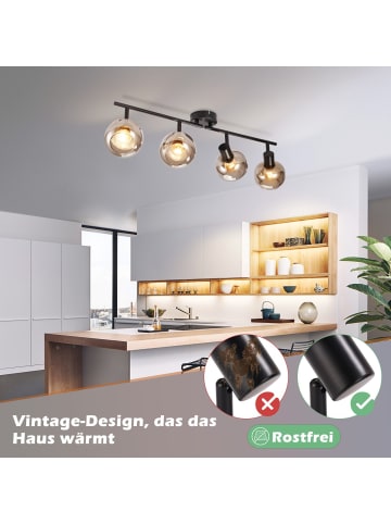 ZMH Deckenleuchte in Rauchgrau 4-flammige E14 Vintage Glas Deckenspot