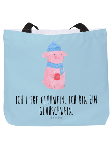 Mr. & Mrs. Panda Shopper Schwein Glühwein mit Spruch in Eisblau