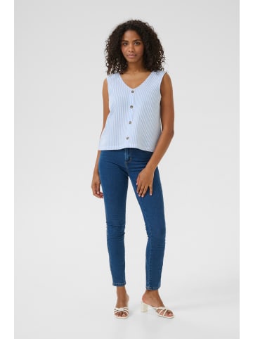 Kaffe Ärmellose Bluse KAelna Regular fit in Chalk/Windsurfer Seersucker