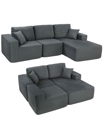 HOMCOM Ecksofa-267L x 168B x 85H cm-Dunkelgrau