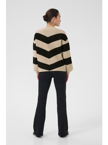 Kaffe Strickpullover KAverana Baggy fit in Feather Gray M./Black Stripe