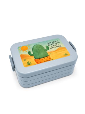 Mr. & Mrs. Panda Lunchbox Kaktus Sonne Design mit Spruch in Blau Pastell