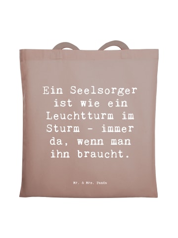 Mr. & Mrs. Panda Büchertasche Spruch Seelsorger Leuchtturm mit S... in Braun Pastell