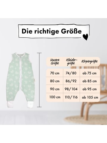 Räuberella Sommer-Schlafsack mit Füßen Regenbogen in Mint - 70 cm
