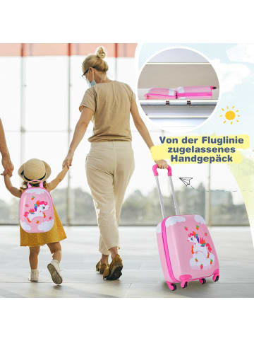 COSTWAY 2 tlg. Trolley mit Rucksack in Rosa