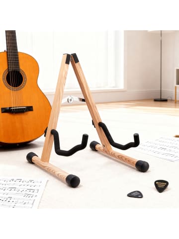 relaxdays Gitarrenständer in Hellbraun - (B)29 x (H)39 x (T)31 cm
