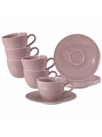 Seltmann Weiden 6er Set Kaffeetassen mit Untertassen Beat Color Glaze 260 ml in Altrosa