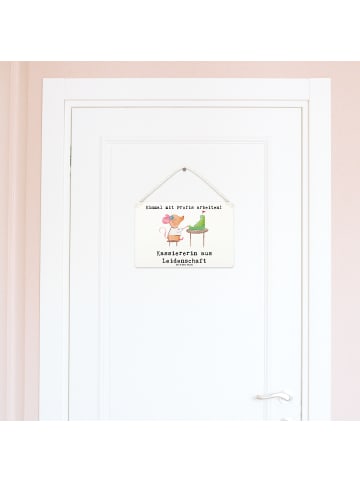 Mr. & Mrs. Panda Schild Kassiererin Leidenschaft mit Spruch in Weiß